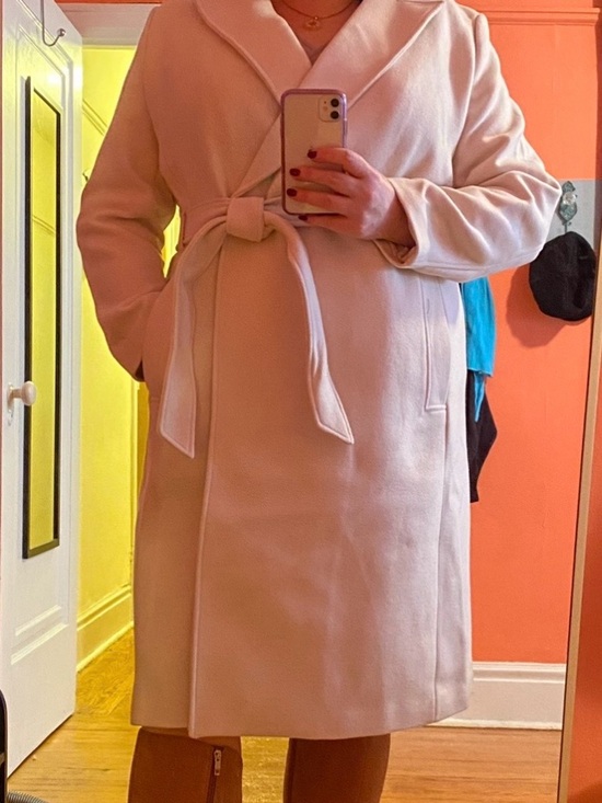 H&M Jackets & Blazers - H&M Cream Belted Coat with Label Detail